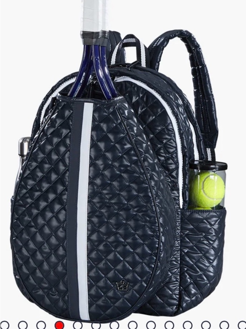 Oliver Thomas Navy Quilted Tennis Backpack with White Stripe - Picture 2 of 5